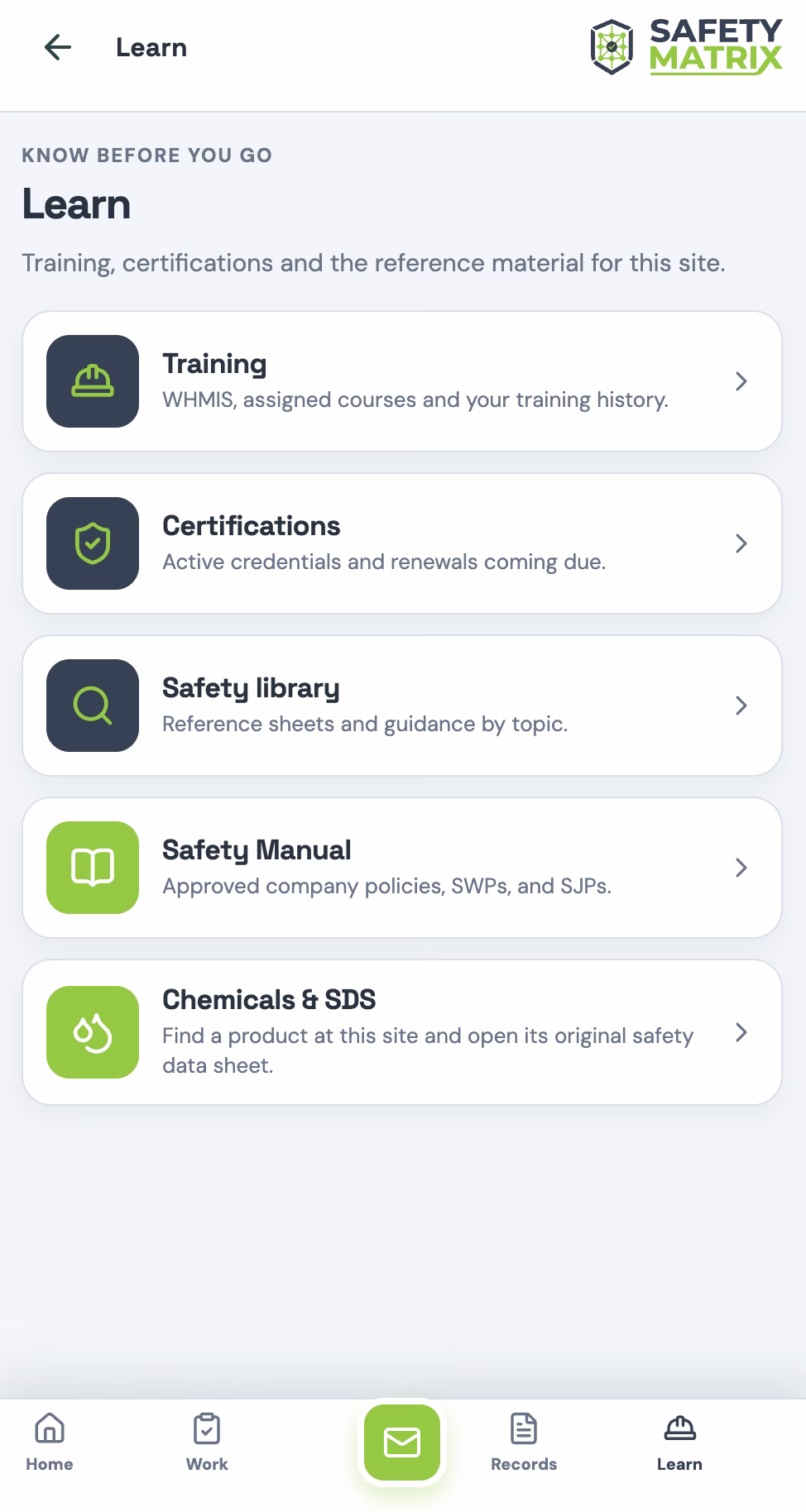 TOOLBOX TALKS in the Safety Matrix crew app