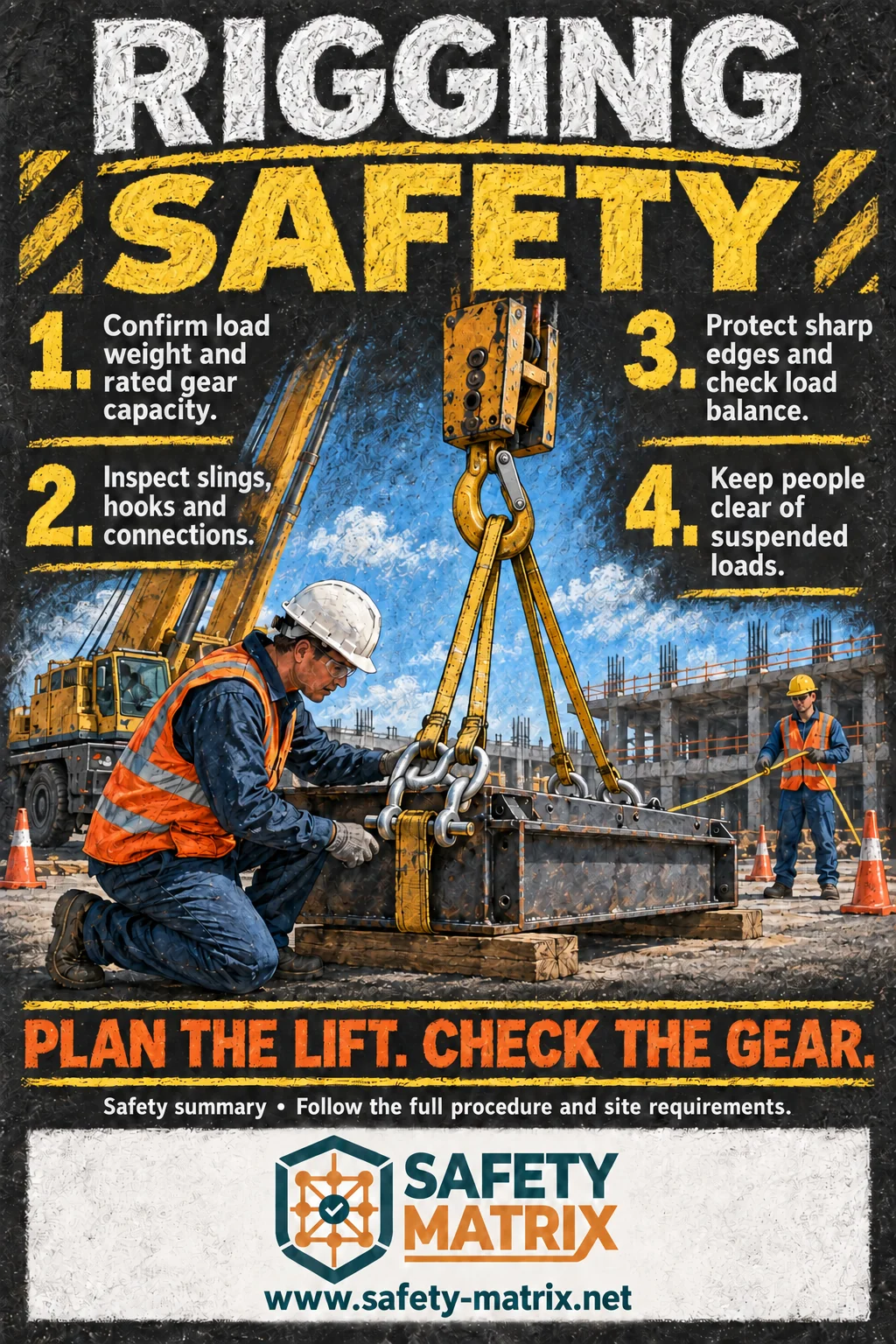 Safety Matrix poster: Safe Job Procedure - Rigging.